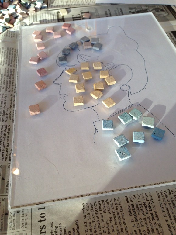 Trying out mosaic stone colors on the cameo pattern. 